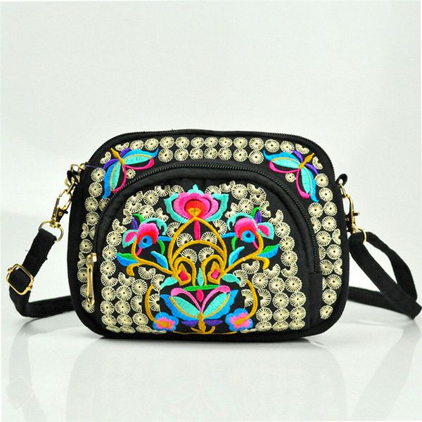 

6 styles 2020 женщины сумка плеча мешок перемещения урожай цветочные вышитые crossbody zip сумка boho хиппи посланника