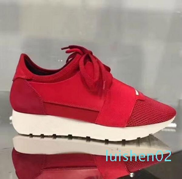 

classic brand designer sneakers mens fashion leather mesh mens womens race runners trainer shoesl02, Black