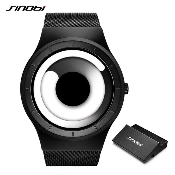 

unique vortex concept watch men 316l stainless steel milan band modern trend sport black wrist watches for male hot, Slivery;brown