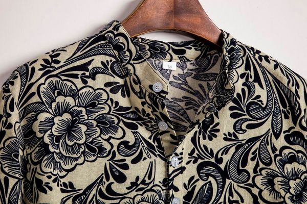 

mens shirt camisa casual hawaiian printing short sleeve mens shirt streetwear ethnic cotton linen blouse camisa social masculina, White;black