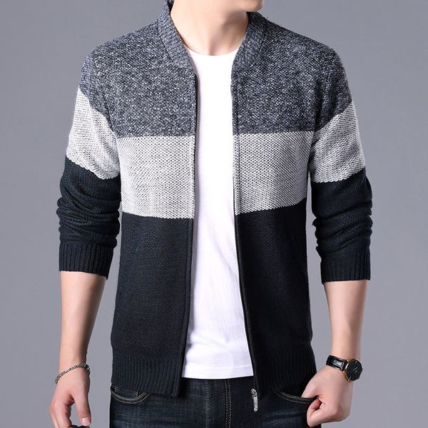 

solid color new thick fashion brand sweater for mens cardigan knitwear warm autumn japan design clothes plus size -3xl, White;black
