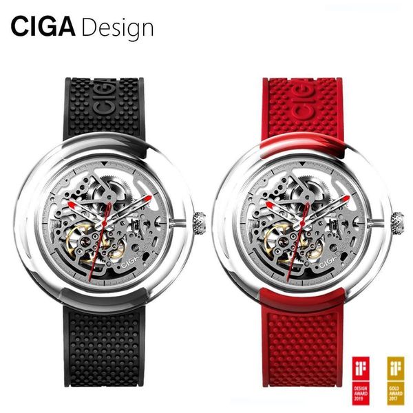 

ciga design ciga watch t series mechanical watch transparent hollow female mechanical female, Slivery;brown