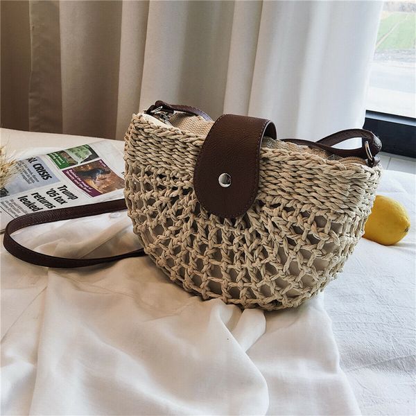 

new lady bohemia style summer beach hasp crossbody bag women fashion straw knitting handbag shoulder bag