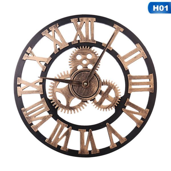

handmade oversized 3d retro rustic decorative luxury art big gear wooden vintage large wall clock on the wall for gift