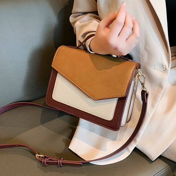 

contrast color pu leather crossbody bags for women 2019 small handbags and purses lady totes female shoulder messenger bag