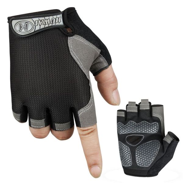 

multipurpose outdoor climbing cycling gym workout thin breathable fitness gloves half-finger durable non-slip protective gloves, Black