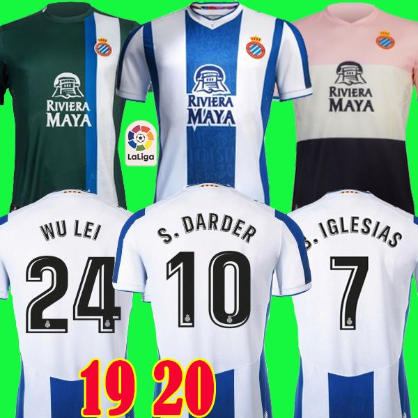 

rcd espanyol 19 20 wu lei soccer jerseys 2019 2020 rcde b.iglesias pink s. darder david uniforms lopez marc roca camisa de futebol football, Black;yellow