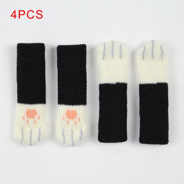 

4pcs chair booties sleeve knitted chairs legs cover cat paws protective chairs leg socks table floor non-slip protector