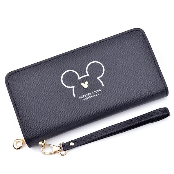 

women's wallet phone card holder slim wallet cartoon head cardholder card pocket ladies purses for women coins money bag, Red;black