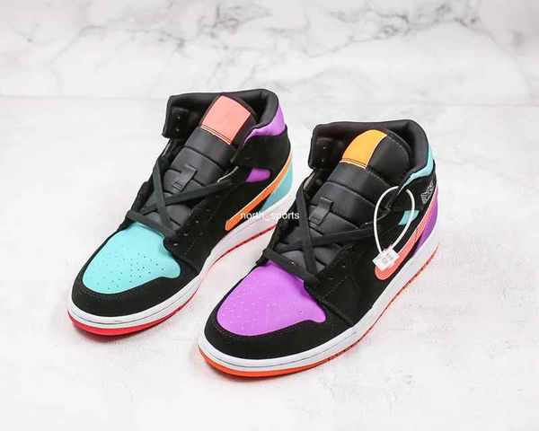 

2020 multi-color mid 1 1s se gs black orange purple basketball shoes black pale vanilla starfish athletic sneakers 554725-083