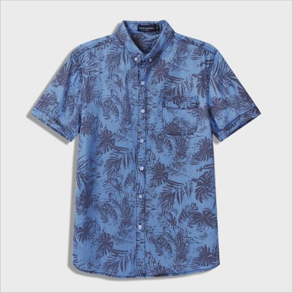 

men's casual shirts summer tide youth printed man slim short sleeve shirt male personalized fresh lapel wild, White;black