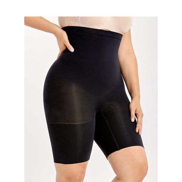

women's plus size high waist control panties shapewear thigh slimmer, White