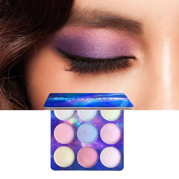 

9 color natural holographic bright chameleon high pigment glitter eye shadow palette shimmer for cmaadu makeup kit