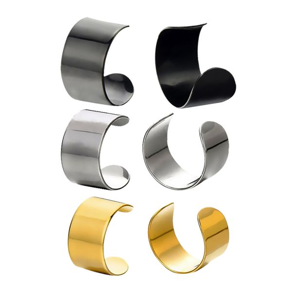 

3 pair stainless steel non-piercing clip on cartilage ear cuff earrings, Golden