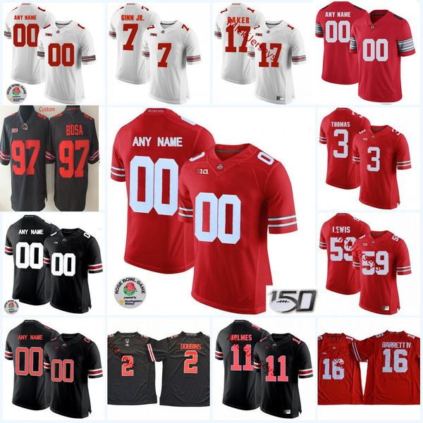 

custom ohio state buckeyes football jersey 7 kamryn babb tuf borland cameron brown jerron cage jonathon cooper wyatt davis ohio state jersey, Black
