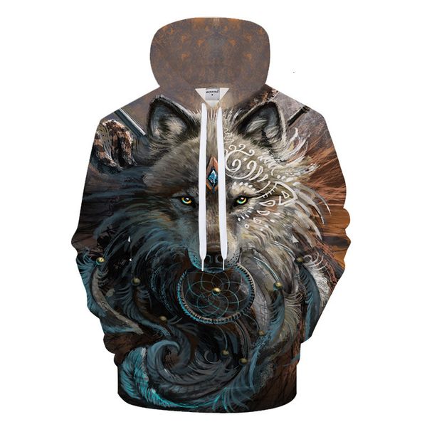 

даже толстовка с капюшоном волк лев принести шляпу любителей свитера мужская одежда, Black