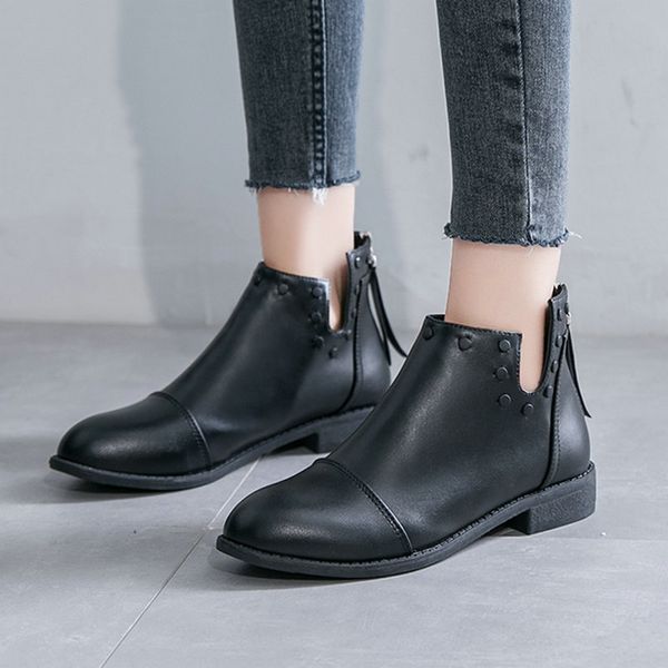 

size 35-50 nice new low heels ankle rain boots women autumn fringe basic shoes woman pointed toes black casual female boot