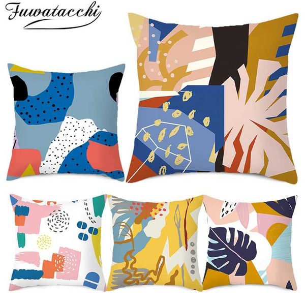 

fuwatacchi abstract painting cushion cover plant throw pillowcase for sofa car living room decorative pillow cover polyester new