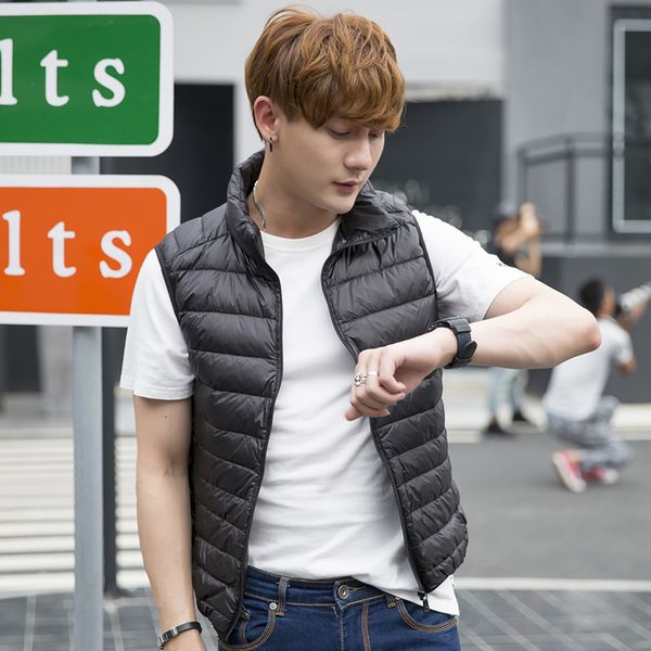 

zogaa winter vest plus size casual fashion vest jacket men winter men jacket korean style solid zipper cotton sleeveless, Black;white