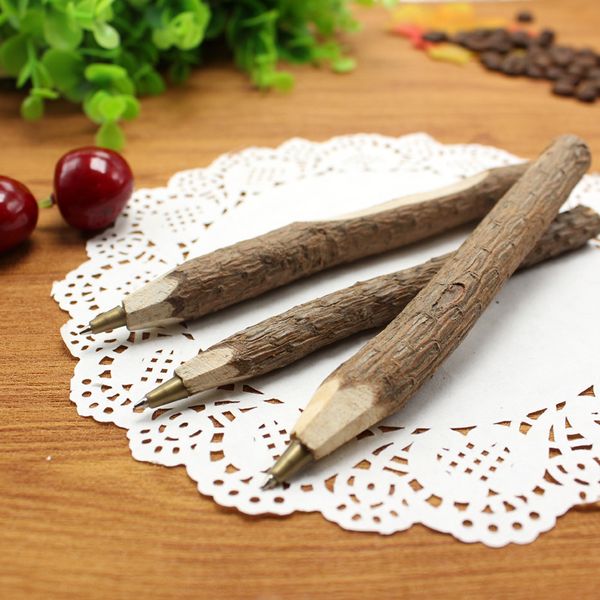 

creative original ecological wood ballpoint pen/pencil branches shaped handmade ballpoint twig wood pens for student office school, Blue;orange