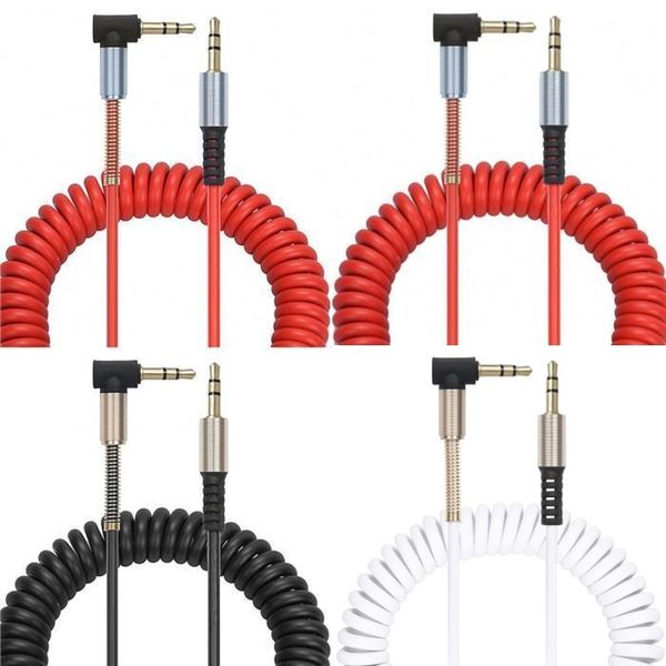 

2m 3.5mm aux cable gold plated 90 degree angle spring audio cables for car mp3 headphone speaker