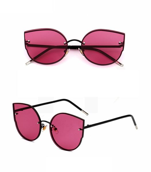 

fashion metal frame cat eye sunglasses women brand designer mirror sun glasses ladies gradient shades cateye eyeglasses eyewear, White;black