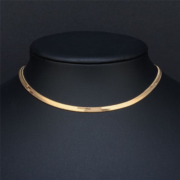 

yonew arrival width 3mm women flat gold color necklace vintage chain necklace for women jewelry, Silver
