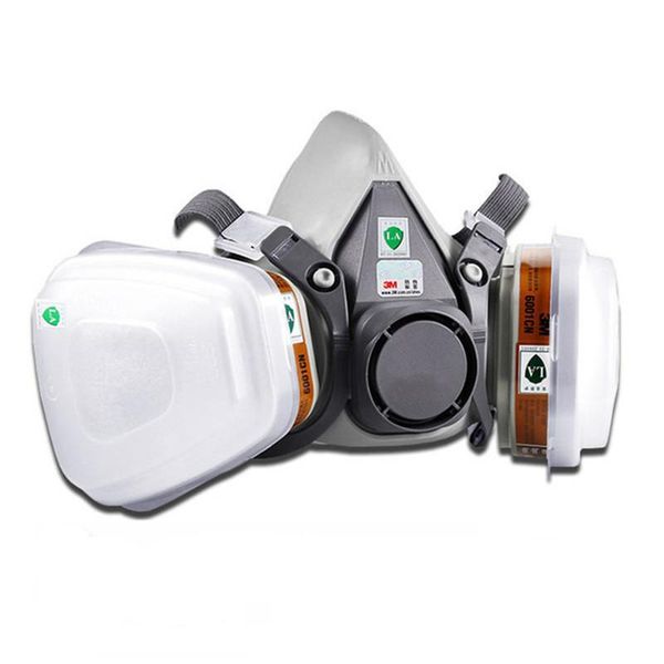 

9in1 6200 half facepiece gas mask respirator with 6001 /2091 filter fit painting spraying dust proof in stock delivery, Silver