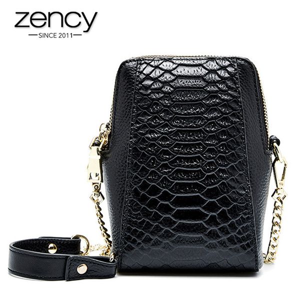 

zency 100% натуральная кожа мягкая кожа женщин способа сумка аллигатор pattern плеча телефон сумка малый щитка цепи ремень