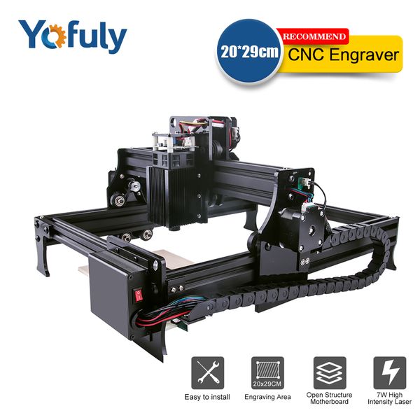 

29 * 22см мини 3000mw / 7w обновление лазерный гравер 2axis cnc гравировальный станок diy гравер настольный деревянный маршрутизатор / принт
