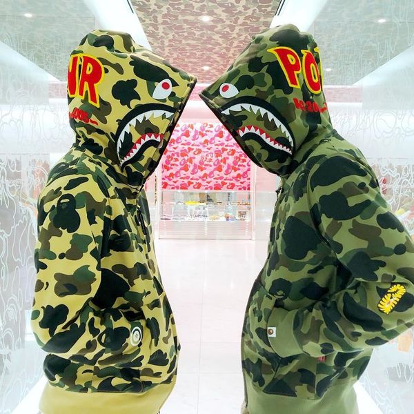 

fashion street camo jacket mens winter zipper hoodies zip women sweatshirts hooded jackets pullover luxury jackets hiphop casual b103569l, Black