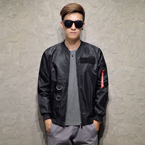 

jacket men's fashion personality letter print buckle cloth decorative jacket large size s-5xl men's baseball collar, Black;brown