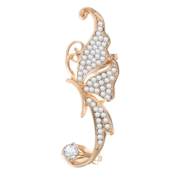 

1 pc women clip earrings rhinestone butterfly shaped earrings metallic ear clip exquisite romantic elegant 2019, Silver