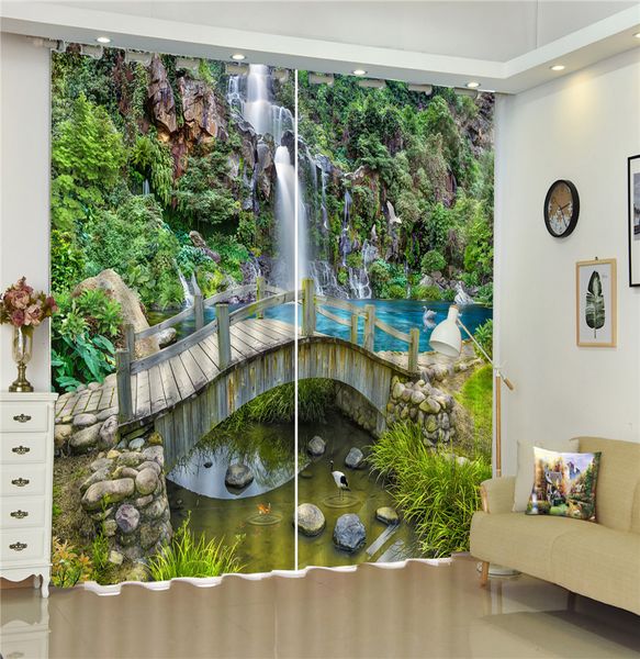 

custom 3d curtain large landscape bird waterfall 3d landscape curtains living room bedroom beautiful practical blackout curtains