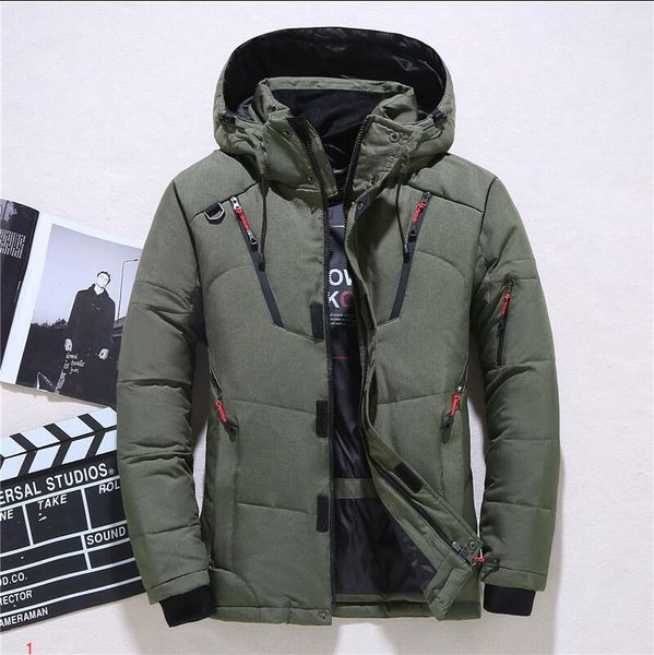 

mens down jacket winter men short with hooded four color available duck down thick fur collar men outdoor winter warm coat #pjl, Black