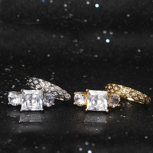 

cluster rings chamss zircon wedding set ring high-end atmosphere women fashion valentine's day gift factory wholesale, Golden;silver