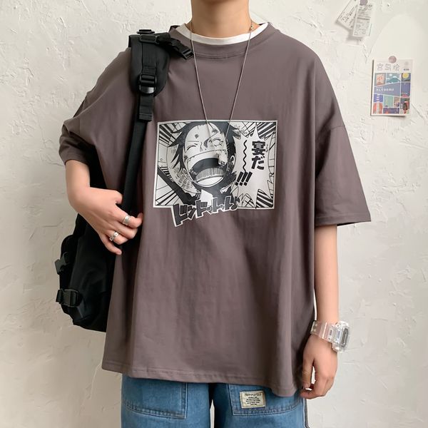 

anime one piece t-shirt for harajuku summer shirt japanese men clothes women tshirt tee t monkey streetwear luffy male d pfrke, Black