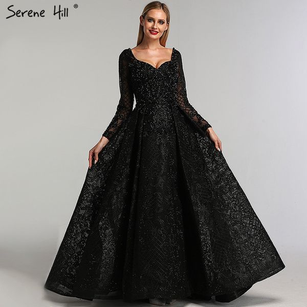 

grey black long sleeves v-neck evening dresses 2019 real p luxury diamond dubai evening gowns la60899, White;black