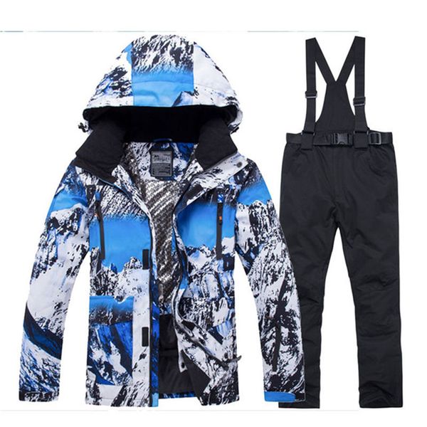 

men snow suit sets snowboarding clothing winter outdoor sports ski wear waterproof thicken -30 warm costume jackets and pants