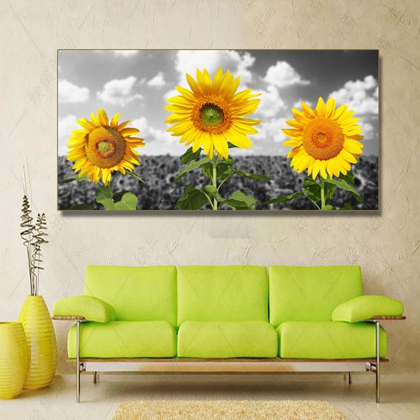 

laeacco canvas painting calligraphy modern sunflower blossom posters and prints china wall art pictures living room home decor