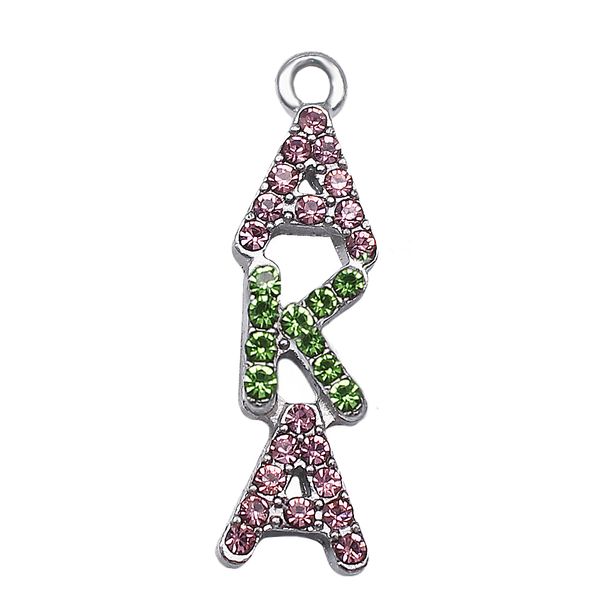 

popular rhinestone crystal inlaid metal greek letter aka charm fit diy sorority society jewelry necklace bracelet, Bronze;silver