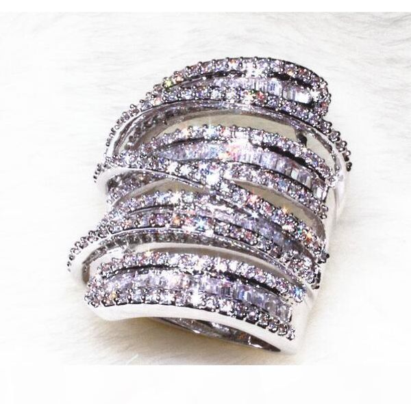 

victoira princess jewelry 925 sterling silver pave setting white z simulated diamond wedding engagement wide band ring for women sz5-11