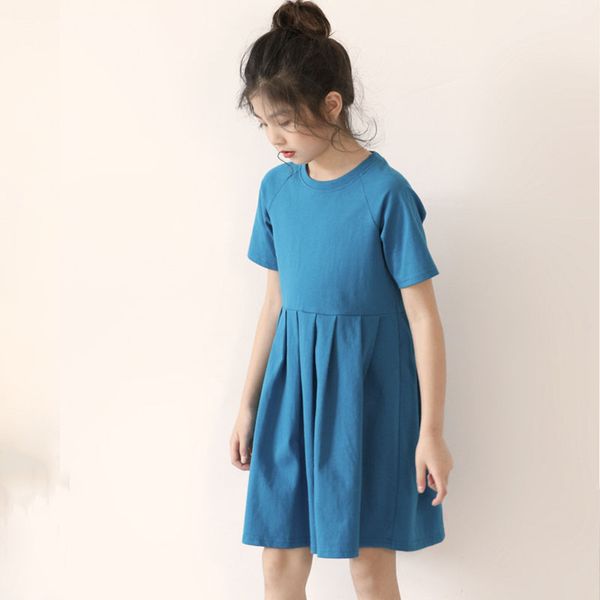 

2020 summer dress for girl princess party teenage kids dresses for girls children blue short sleeve casual school dress clothes, Red;yellow