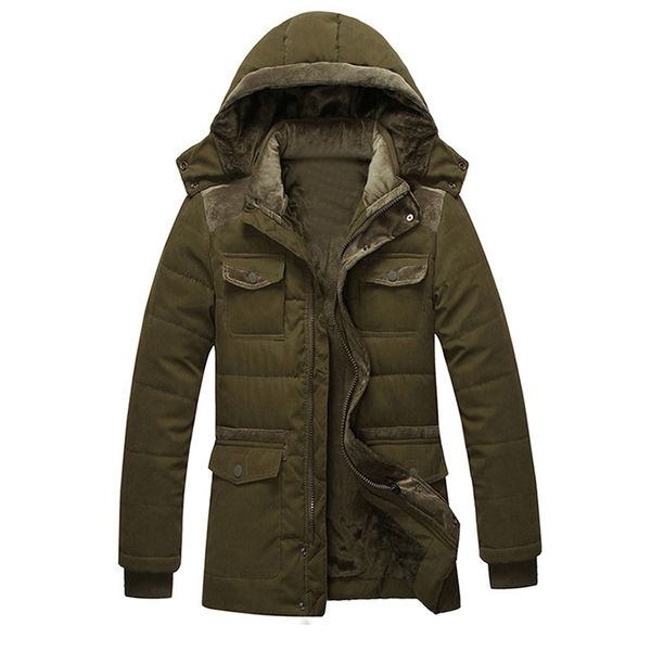 

2019 men jacket winter men's fashion casual thermo parka multi pockets warm winter hooded jacket coat 4 colors for choice, Black