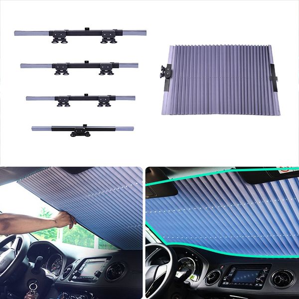 

new 46cm/60cm/70cm/75cm upgarde retracta'ble suv truck car front windshield sunshade rear window sun visor uv protection curtain