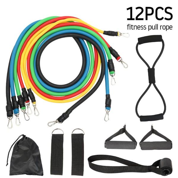 

12pcs fitness pull rope 8 shaped fitness elastic rubber loops latex strength gym equipment resistance bands training exercise