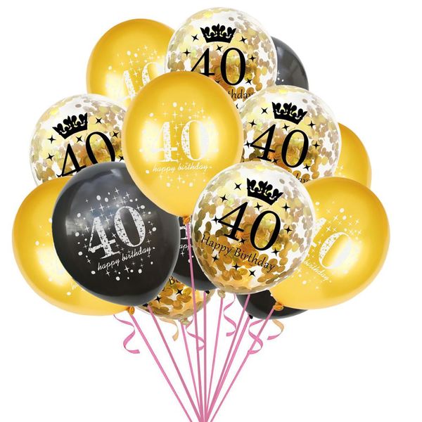 

15pcs mixed золото конфетти воздушные шары 12 дюймов количество 18 30 16 40 50 60 70 80 90 лет birthday party decoration wedding supply