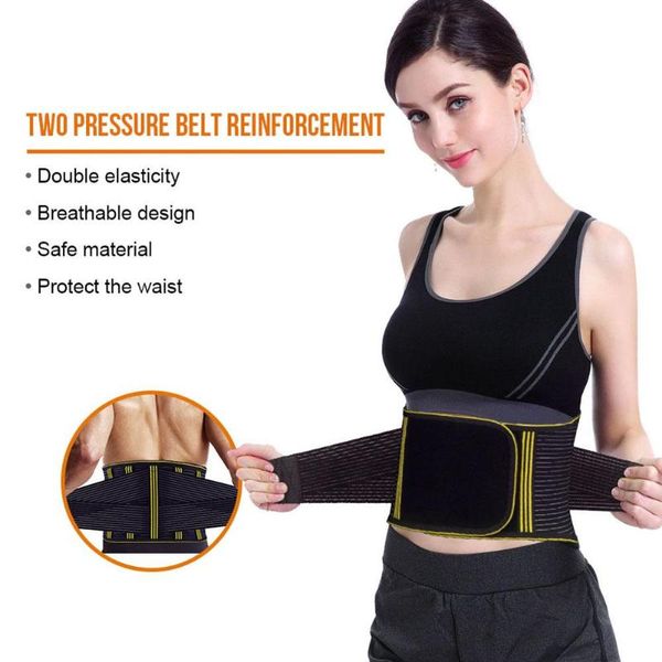 

women waist trimmer belt lumbar back support gym fitness weightlifting belt adjustable abdominal elastic waist trainer, Black;gray