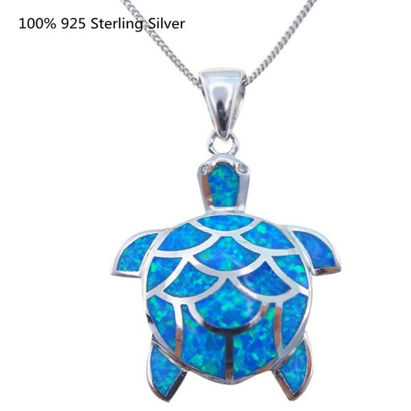

100% 925 sterling silver necklaces women natural opal charming sea turtles necklace for women unique turtle animals jewelry