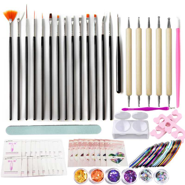

72pcs nail art tools nail brush polishing painting pencil crystal beads picker dotting pen professional manicure pedicure tool